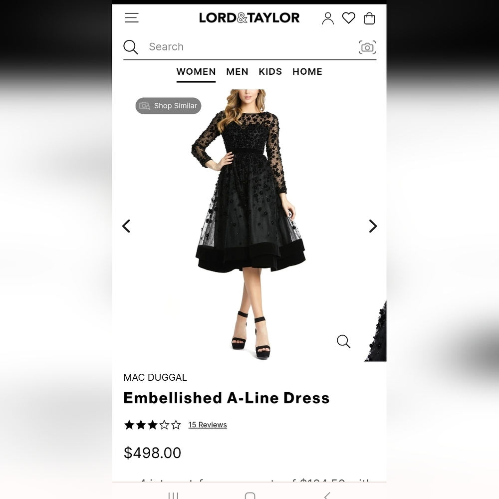 Mac Duggal formal dress in black lace prom wedding